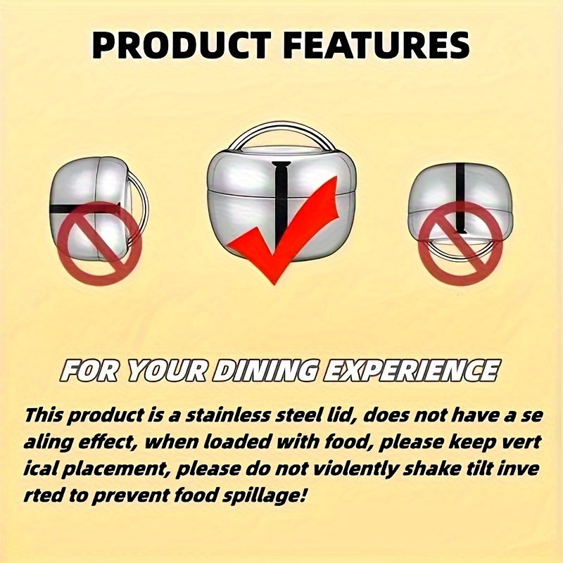 Round Stainless Steel Insulated Lunch Box Double Layer Leakproof Bento Box for Office and Students