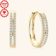 Ayollar uchun Sterling Silver Moissanite Halqa Earinglar, 1.5cm diametr, 0.16ct