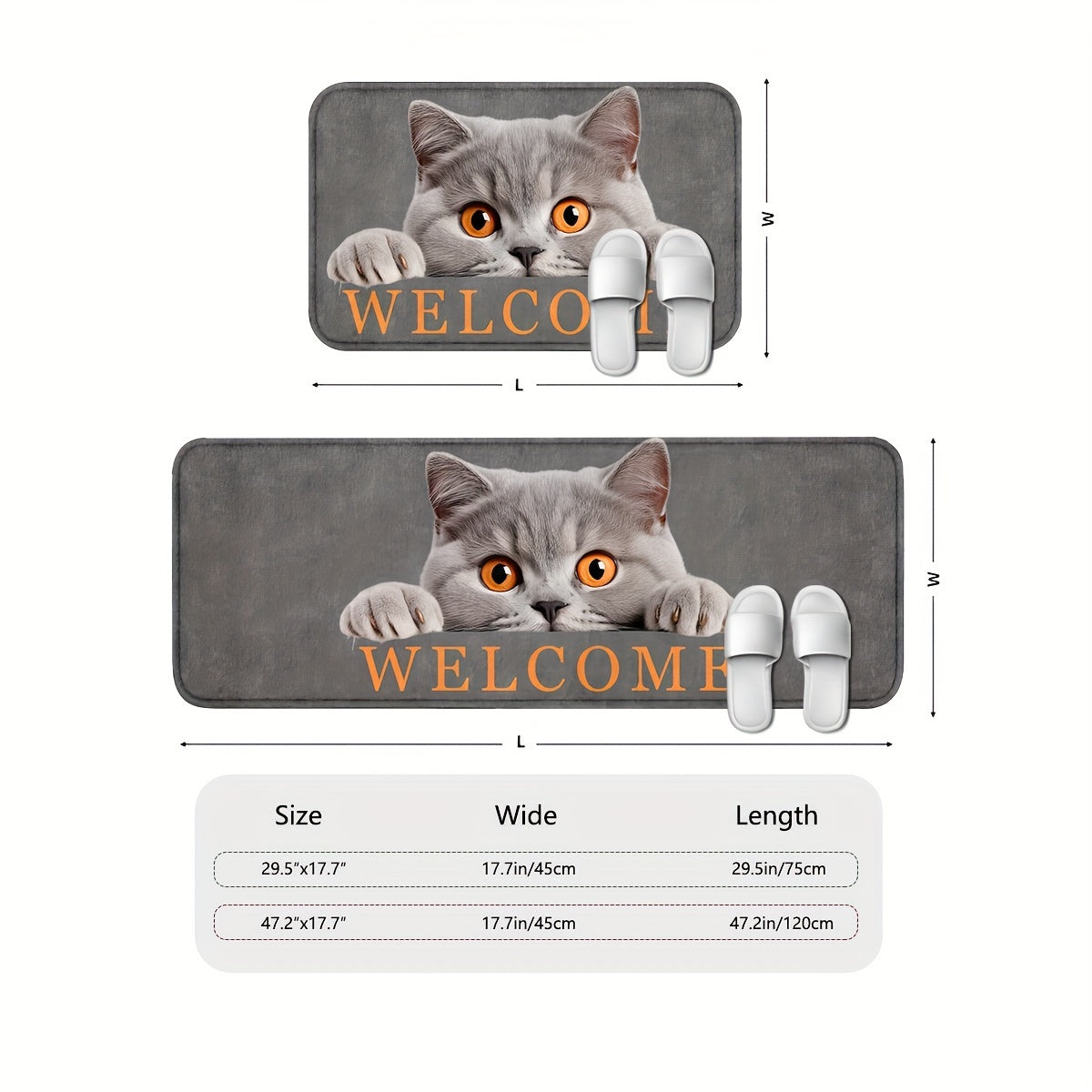 Cat-Inspired Non-Slip Door Mat Durable Polyester Entrance Rug for Home Decor