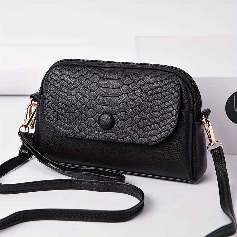 Mini Crossbody Bag for Women with Removable Strap Zipper Closure Solid Color