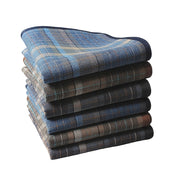 Set of 6 Men's Cotton Plaid Handkerchiefs 39.88cm for Sweating and Gift Giving