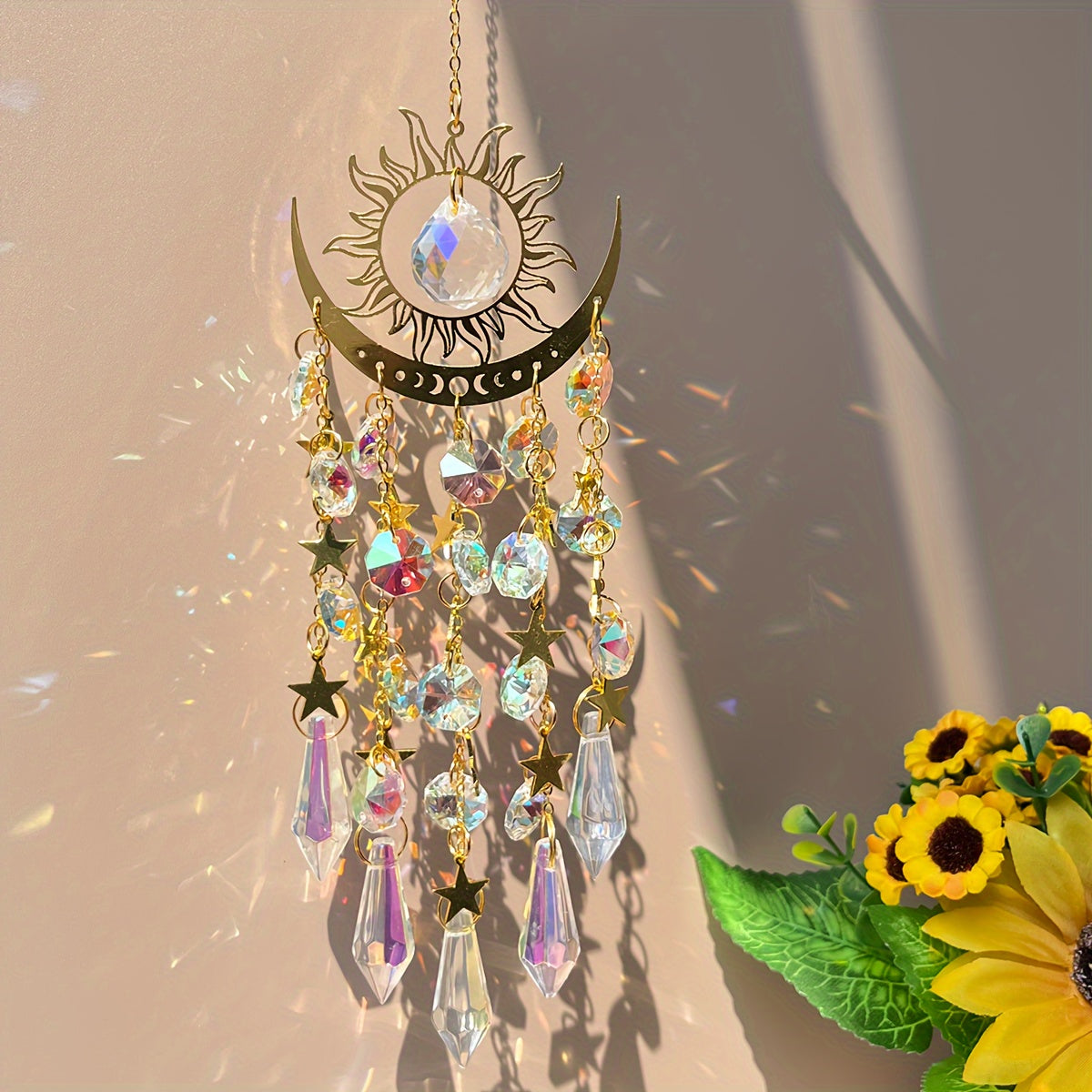 Cortina de cristal bohemio con colgante de prisma arcoíris para decoración de ventanas 1 pieza