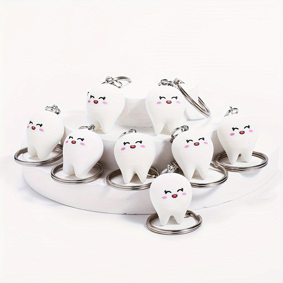 Set of 8 Men's Resin Tooth Keychains Minimalist Novelty Accessories
