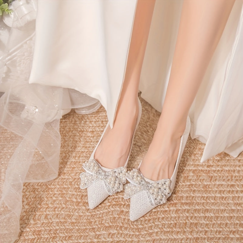 Women's Crystal Embellished Stiletto Heels, Pointed Toe Wedding Pumps