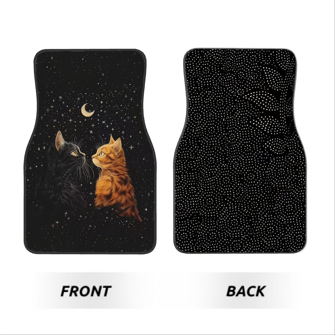 4 Pcs Starry Night Cat Pattern Car Floor Mats Polyester Absorbent Non-Slip