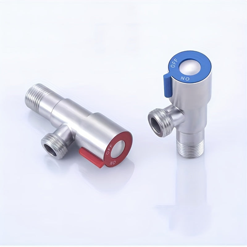 Stainless Steel Triangle Valve Set 2 Pieces Adjustable Water Flow for Toilet and Water Heater