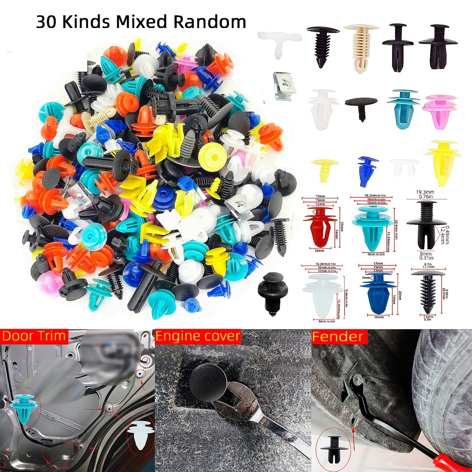 200 Pieces Car Fastener Clips Plastic Bumper Fender Door Panel Liner Replacement