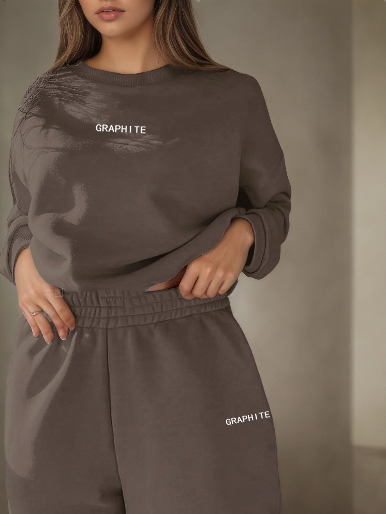 Plus Size Women Sportswear Set Polyester Embroidered Letter Casual Streetwear