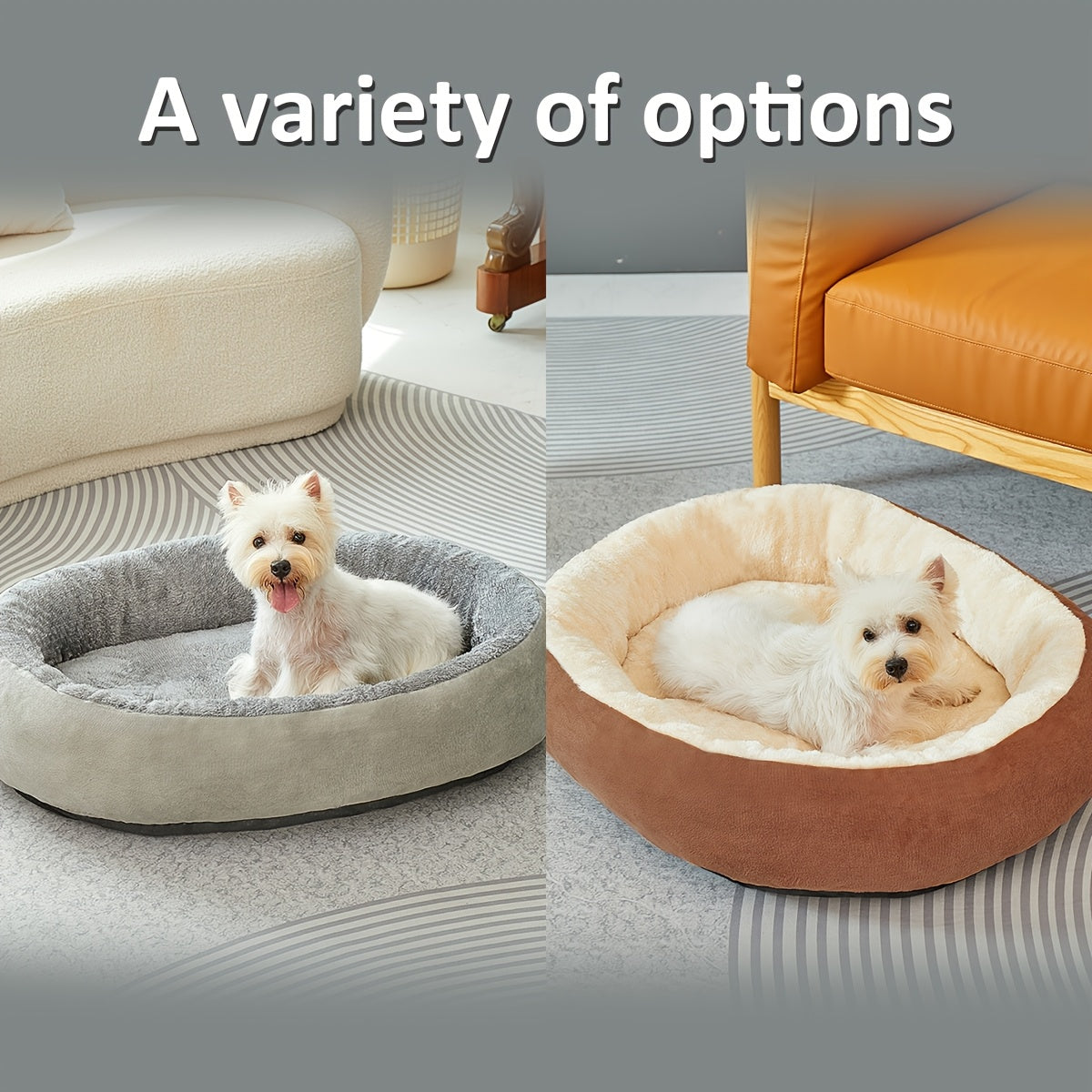 Oval Pet Bed for Small to Medium Dogs Plush Polypropylene Non-Assembled