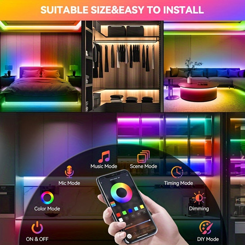5M RGB LED Strip Lights with Motion Sensor Music Sync for TV Bedroom Gaming