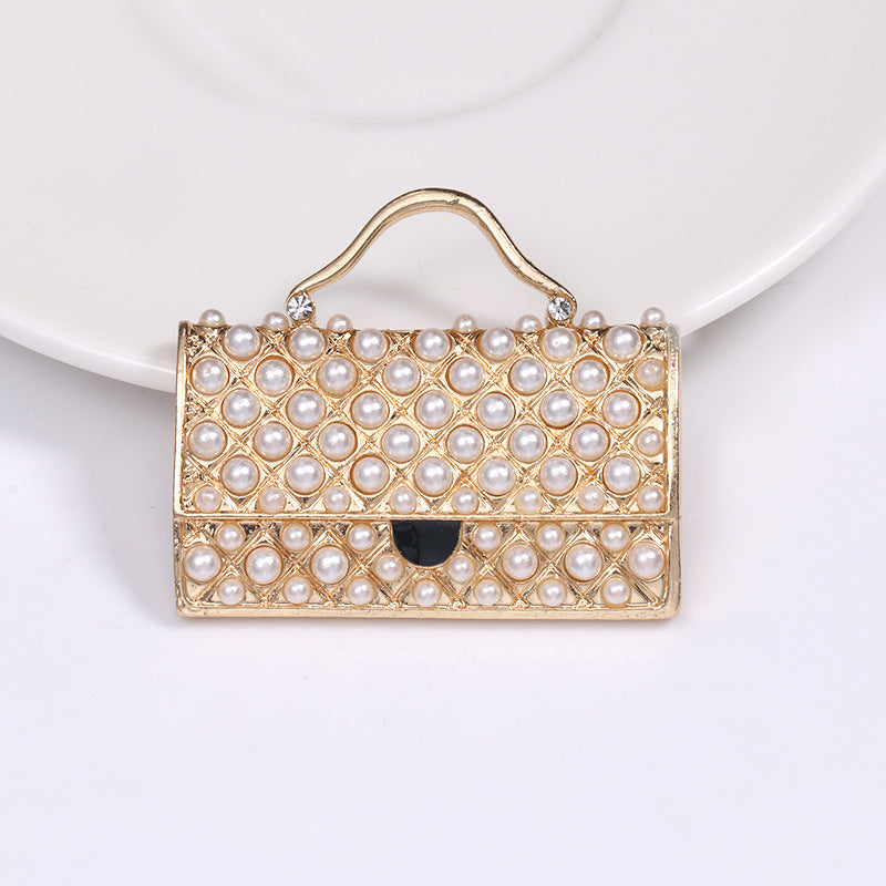 Women's Enamel Bag-Shaped Brooch Pin Stylish Korean Fashion Accessory