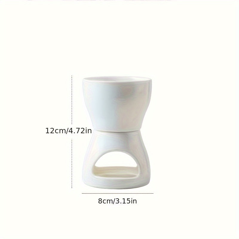 Small Ceramic Fondue Set for Chocolate and Cheese with Candle Holder