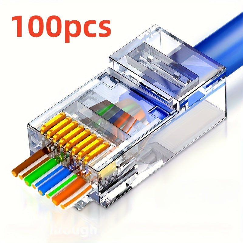 Category 6 UTP RJ45 Ethernet Network Cable Connectors Male to Male Perforated Crystal Head