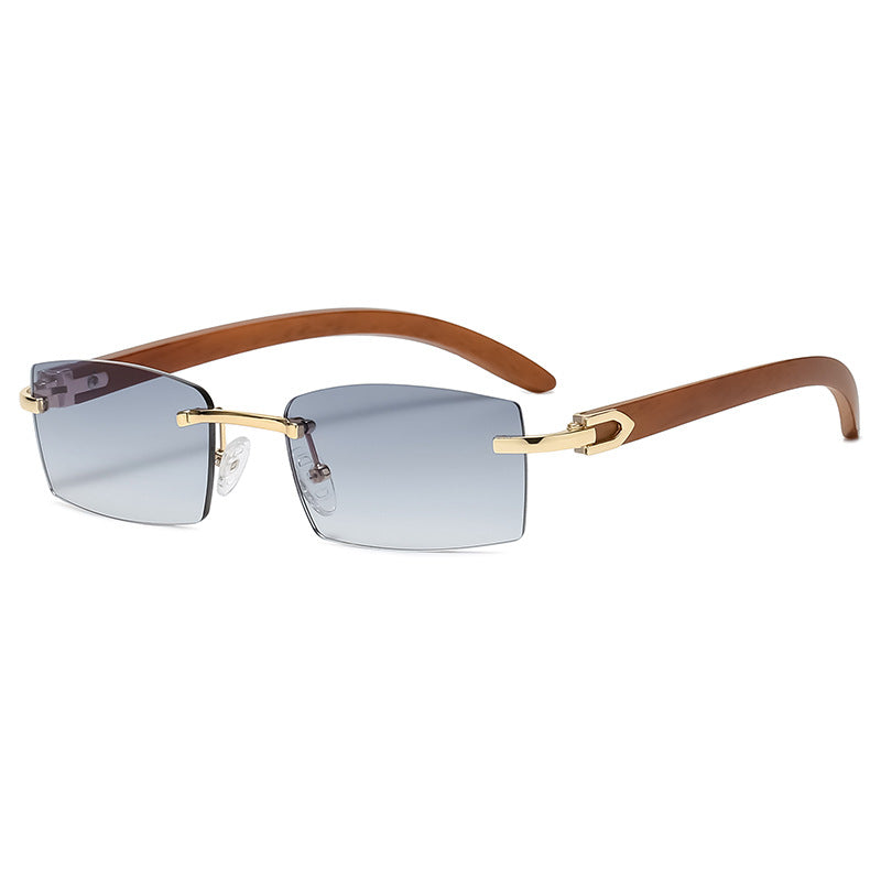 Gafas de sol rectangulares sin montura para hombre 2023, estilo retro, marco pequeño, gafas sin montura