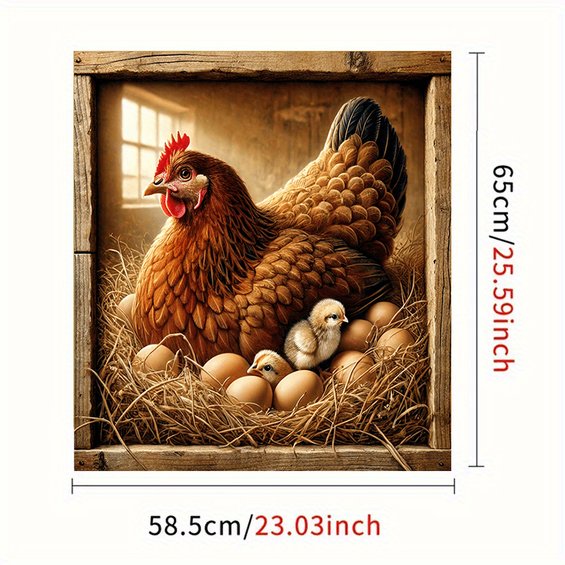 Mamlakat Hen and Chicks Dishwasher Magnet Cover Waterproof PVC Barnyard Egg Scene Kitchen Decor 58.5x65 cm