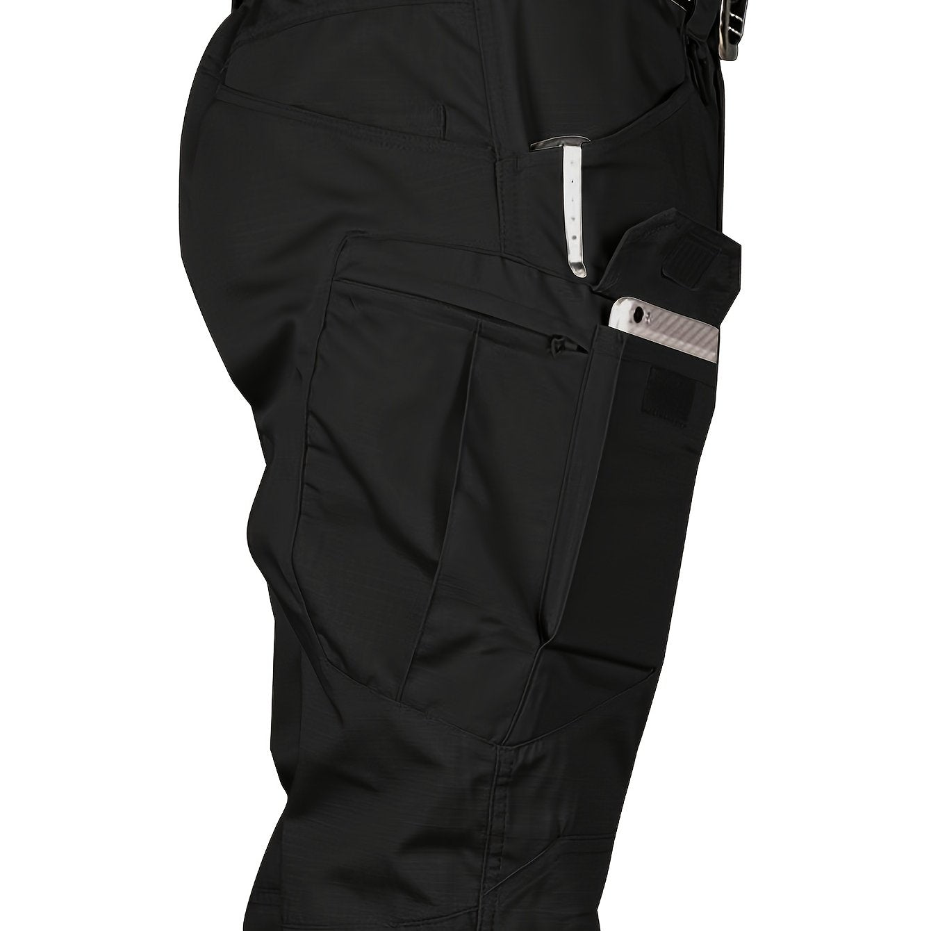 Men's Water-Resistant Polyester Tactical Work Pants with Multiple Pockets