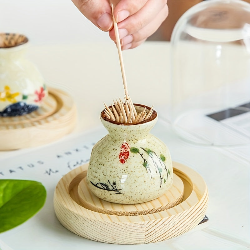 [Топ выбор] Ретро керамический держатель для зубочисток, стильный диспенсер для зубочисток для дома и ресторанов, включает в себя коробку для хранения