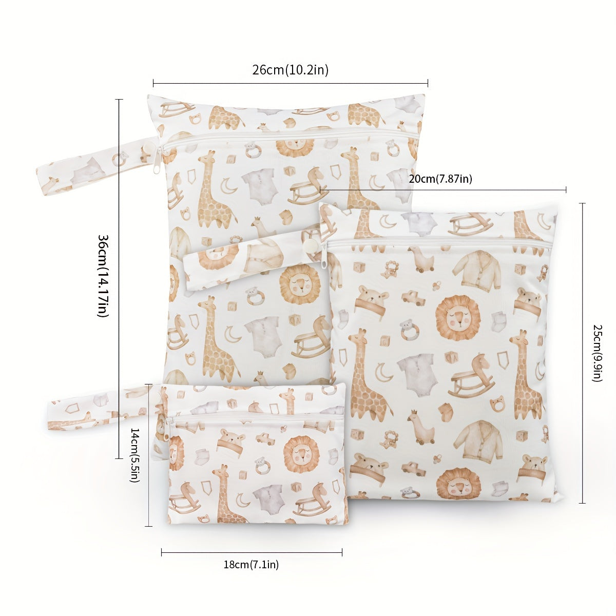 Set of 3 Waterproof Diaper Bags for Travel and Storage