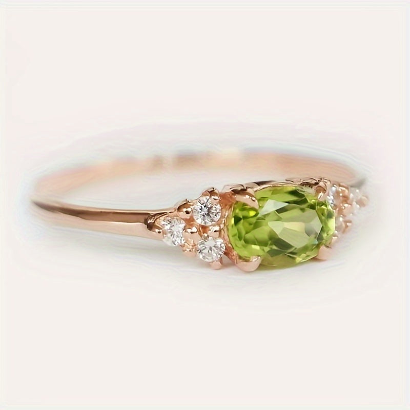 Women's Peridot and Zirconia 925 Silver Ring for Weddings and Parties