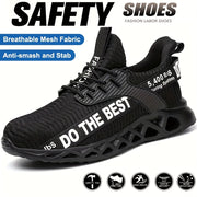 Women's Breathable Mesh Safety Shoes Anti-Smash Steel Toe Black Work Footwear