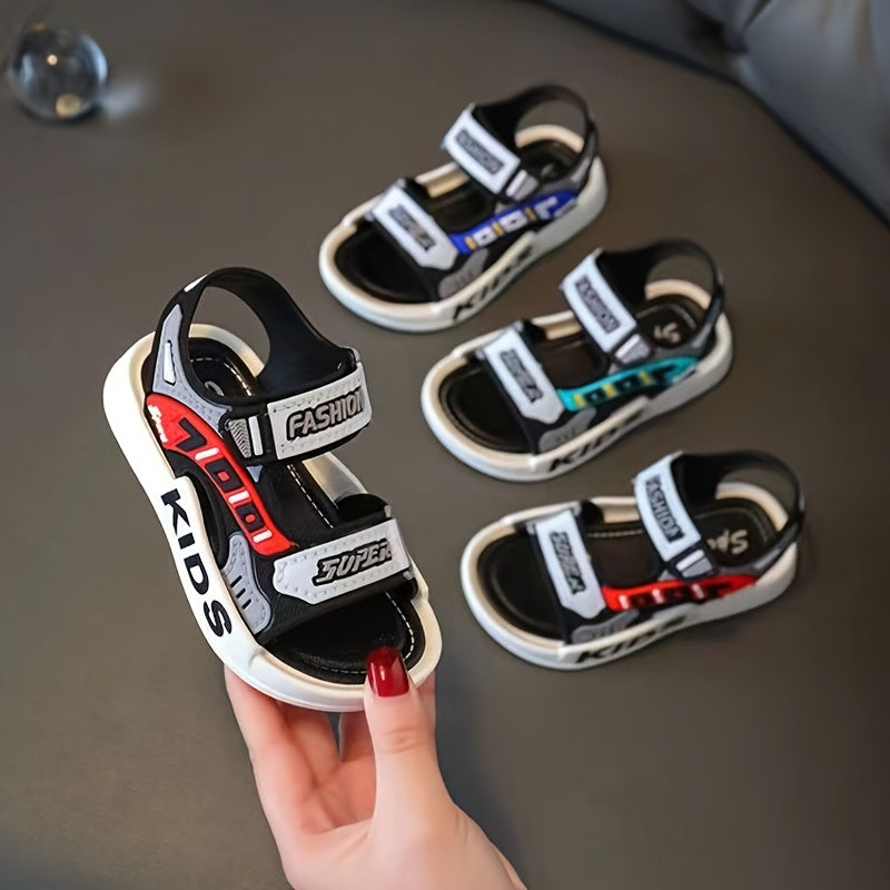 Boys' Open-Toe Sandals Adjustable Straps Indoor Outdoor PVC Microfiber Non-Slip