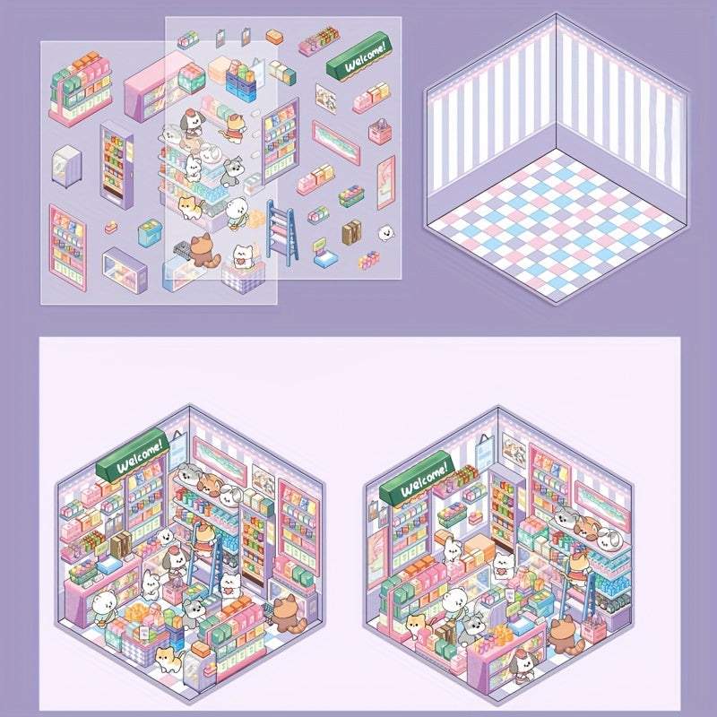 3D Наклейки для ландшафта хранения для миниатюрных сцен Маленький дом Журналинг DIY Облегчение стресса