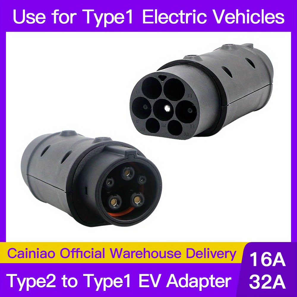 Electric Vehicle Charging Adapter Type 2 to Type 1 for 32A Vehicles
