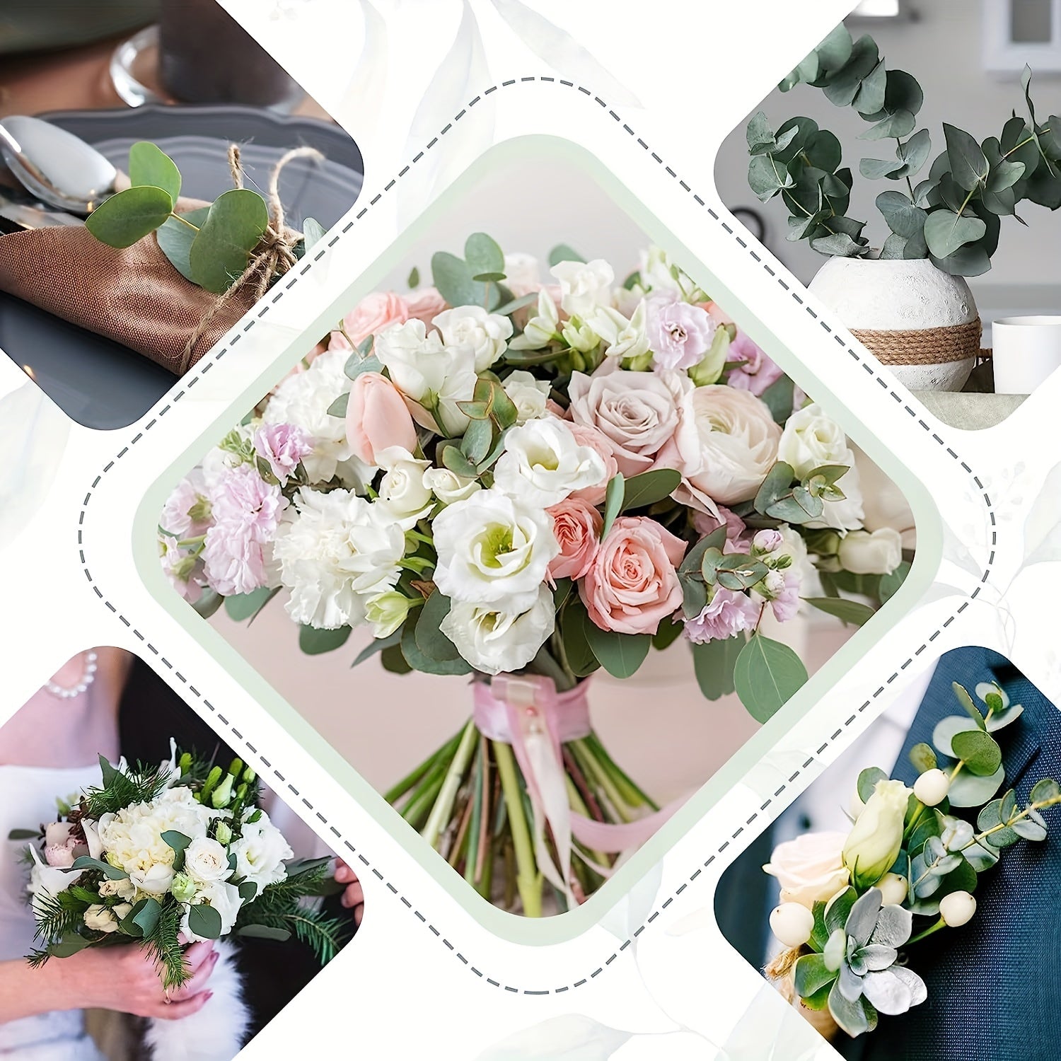 30 Pcs Artificial Silvery Eucalyptus Leaves Stems for Wedding Decor Vase Arrangement