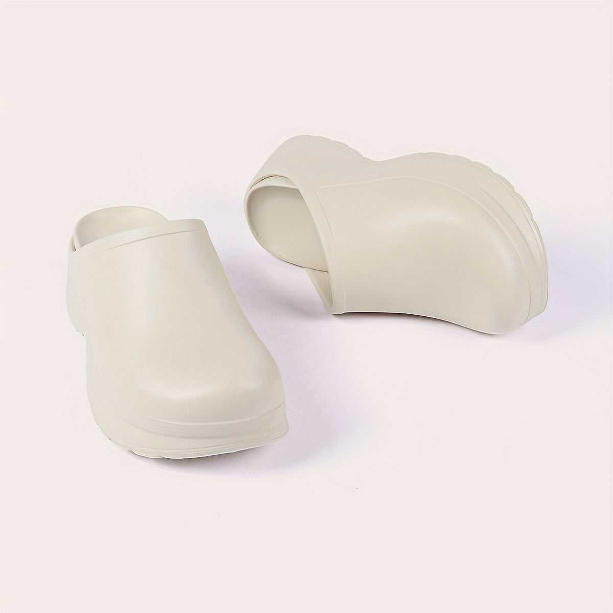 Women's Solid Color Casual Mule Clogs with Removable Insole and Thick Sole