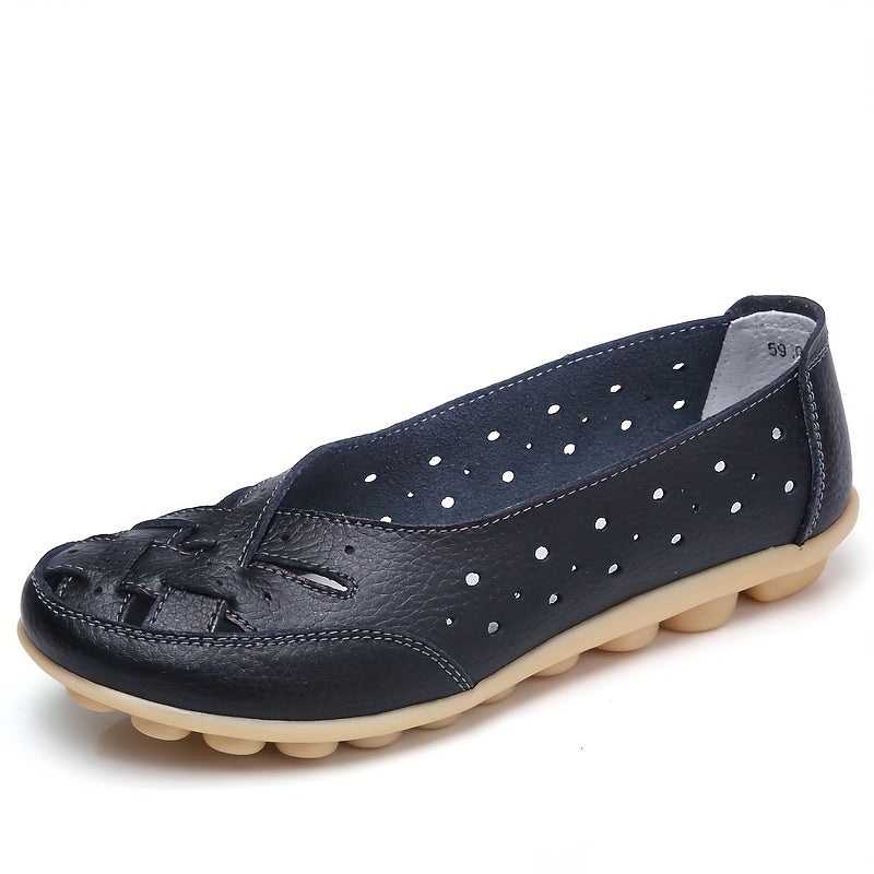 Women's Slip-On Flat Shoes with Hollow Out Design Breathable Lightweight Casual