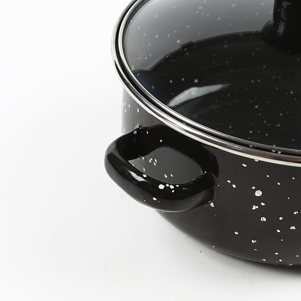 Enamel Cookware Set 5-Piece Lightweight Pots for Soup Stew Gas Electric Kitchen