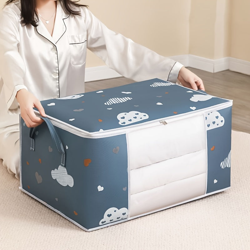 Large Capacity Foldable Storage Box with Utility Hooks Waterproof Fabric Organizer for Clothes Toys Quilts