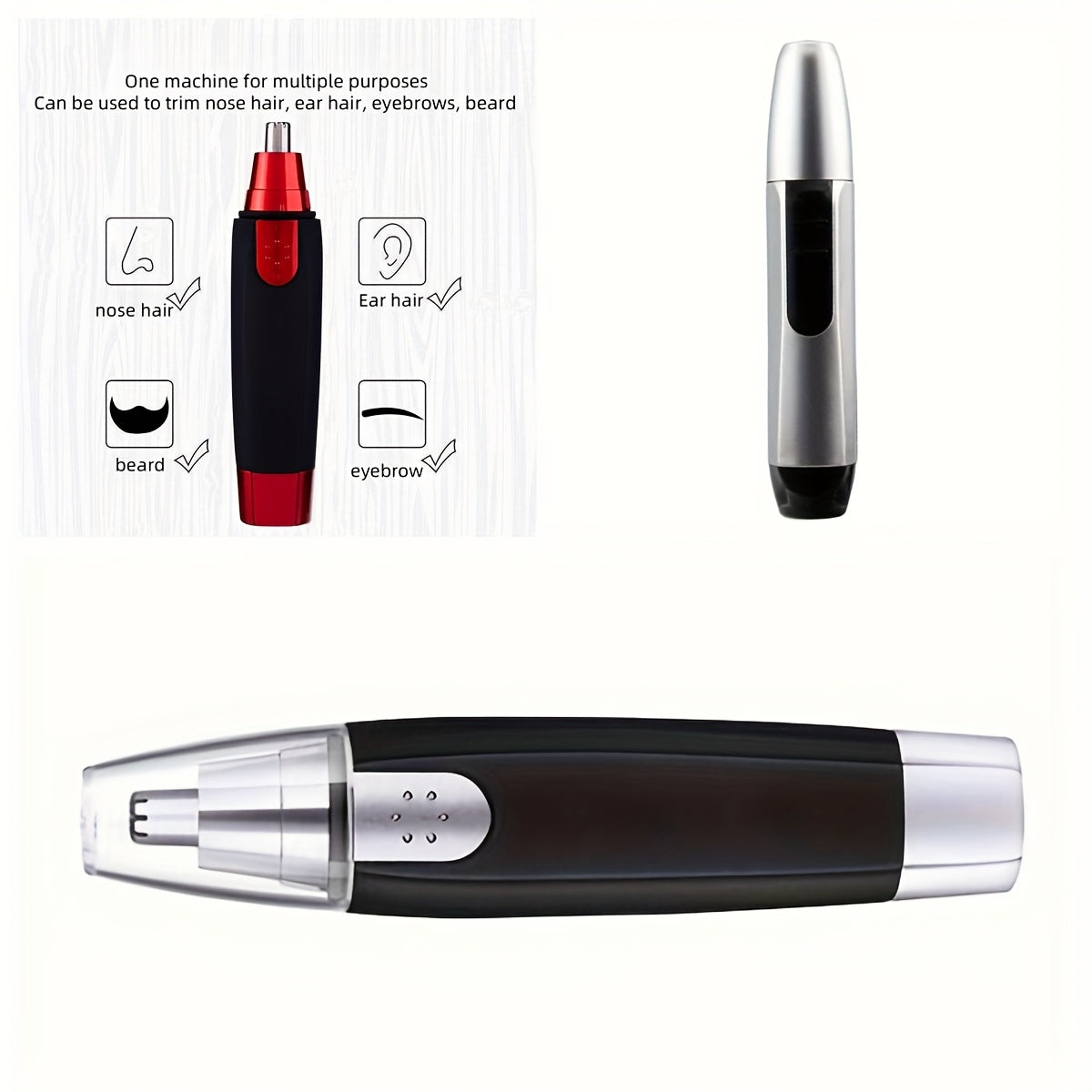 Мужской триммер для носа из нержавеющей стали с лезвием двойного края и тихой работой