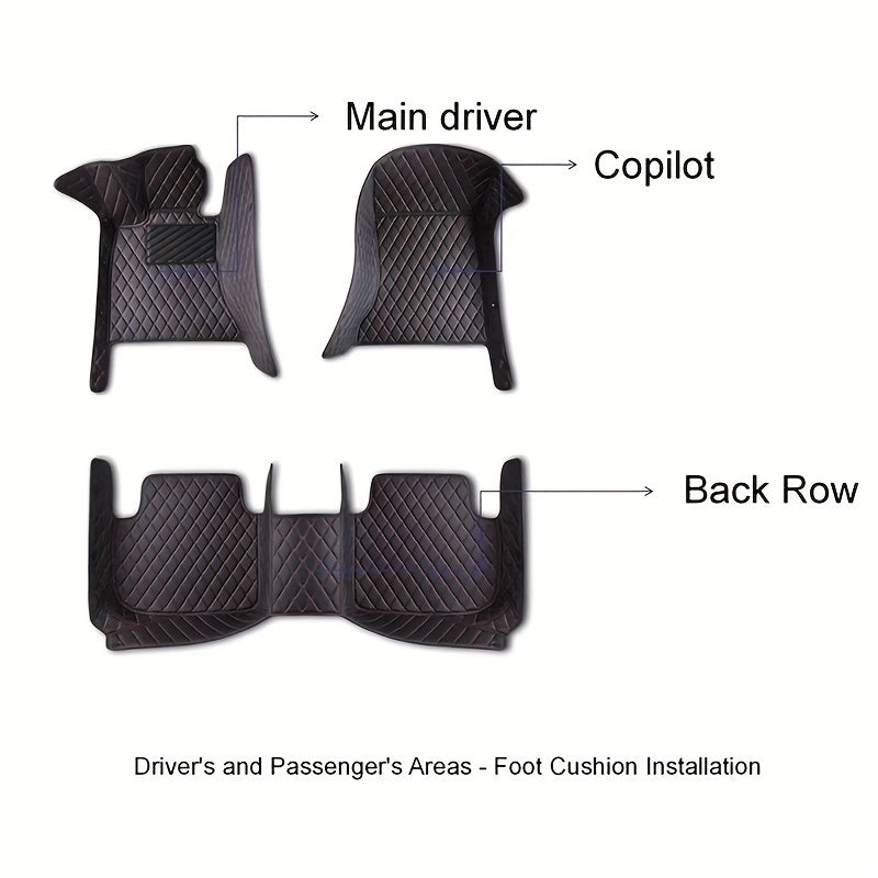 Car Floor Mats Faux Leather Waterproof Non-Slip Fully Surrounded for EV