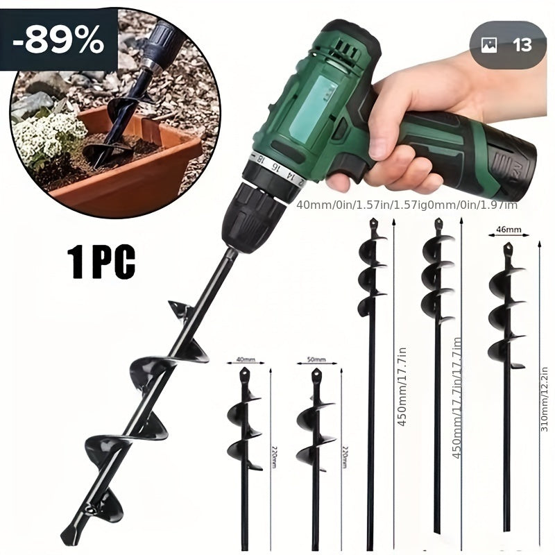 Metal Garden Spiral Drill Bit for Planting No Electricity Needed Solid Steel Auger for Bulbs and Bedding Plants