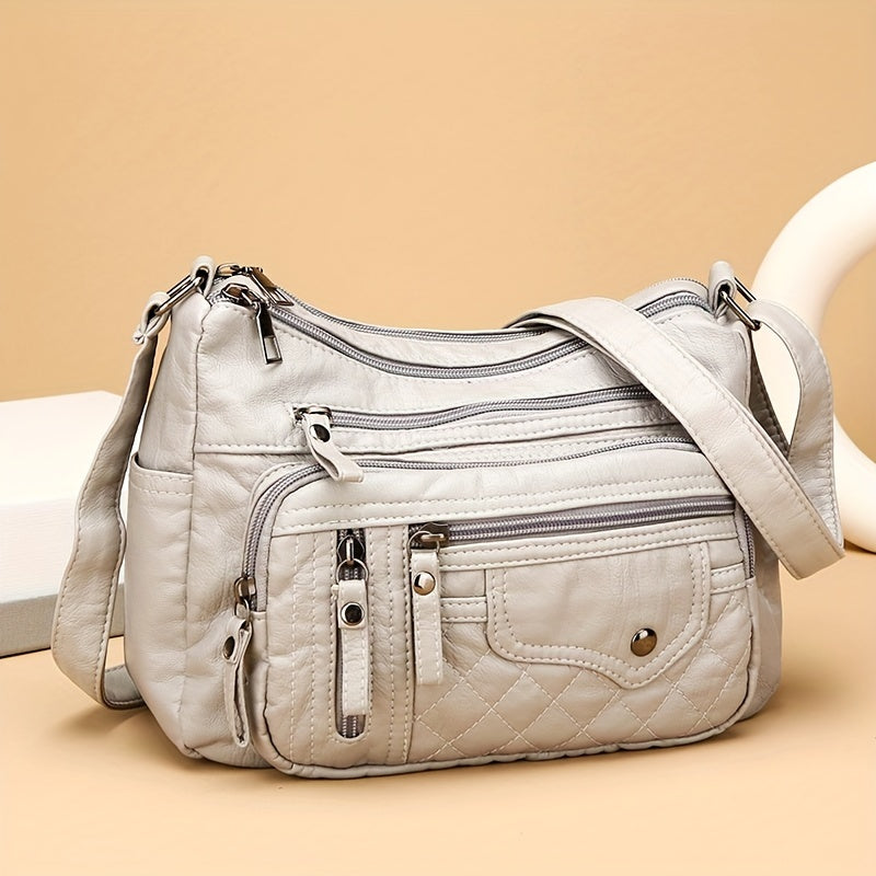 Casual Shoulder Bag with Adjustable Strap Large Capacity Zipper Closure Polyester Lined Crossbody Bag