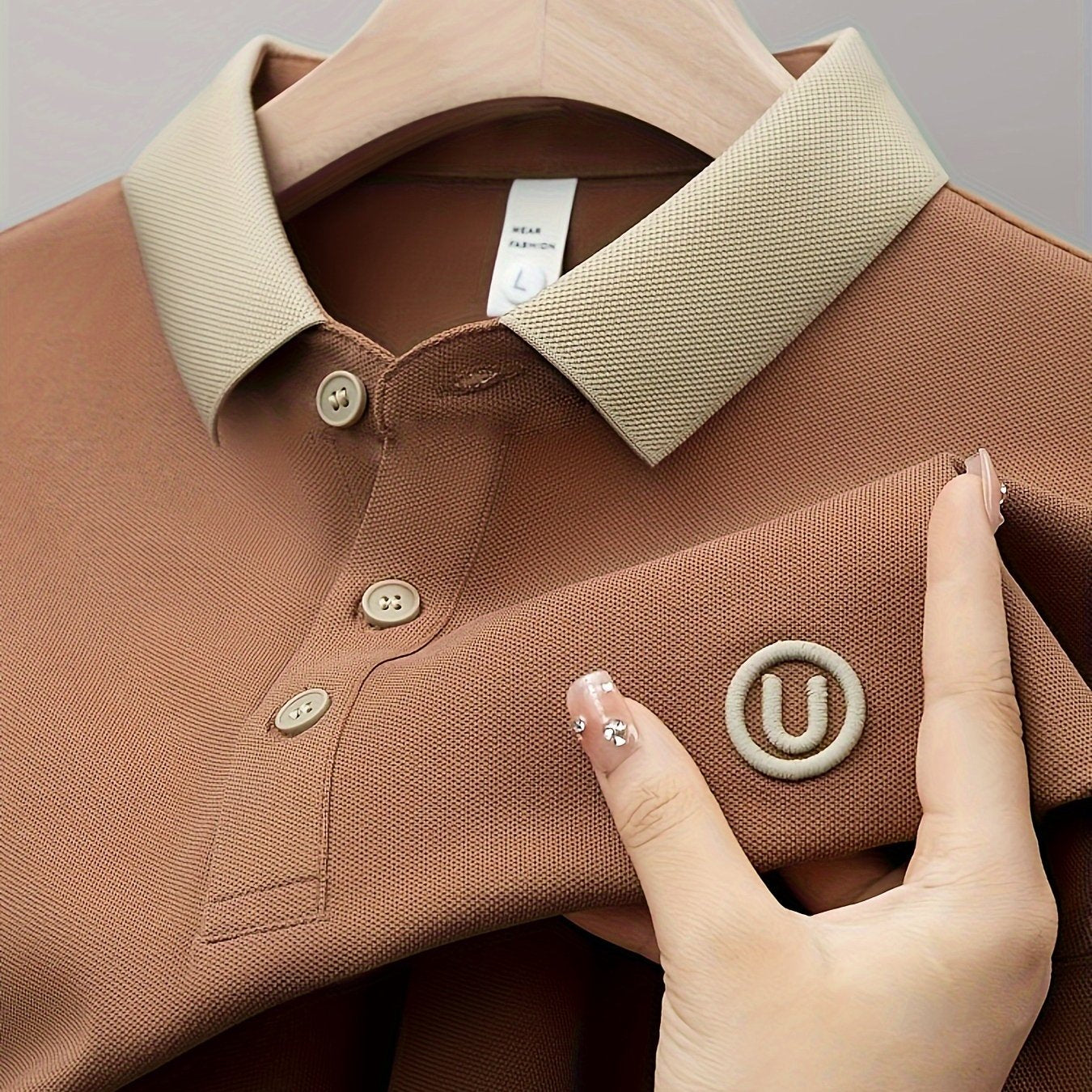 Men's Polyester Embroidered Short Sleeve Polo Shirt for Summer