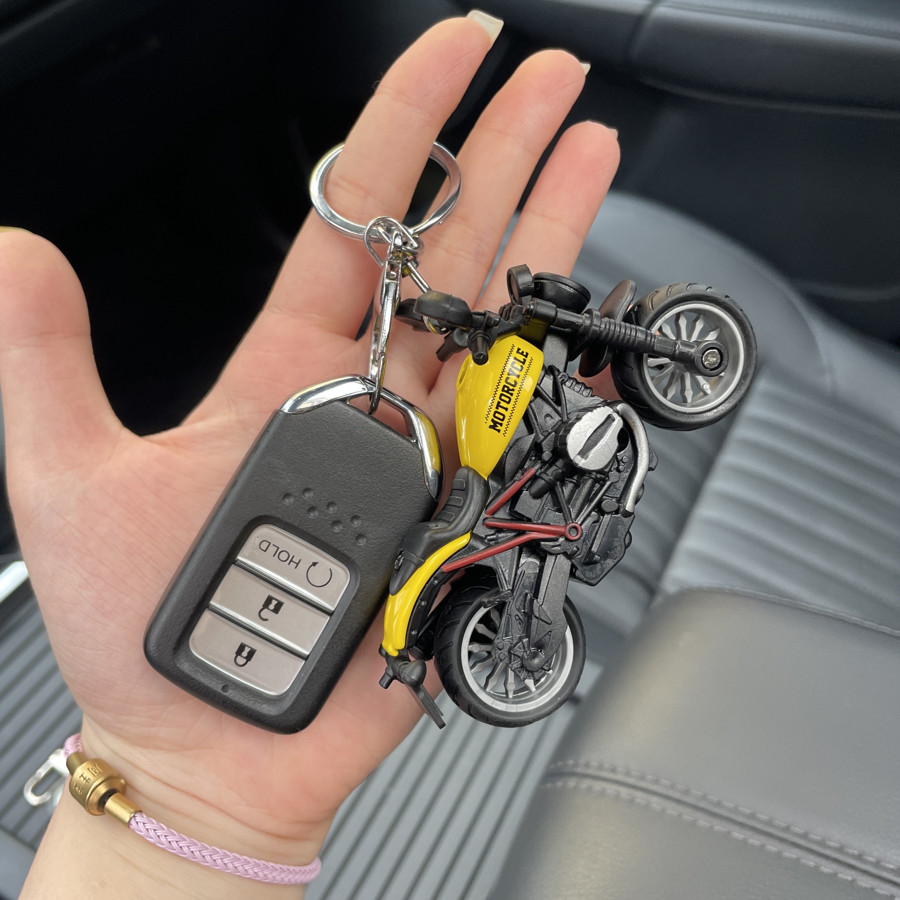 Mini Motorcycle Model Car Keychain Trendy Key Holder Stylish Keyring for Men Women