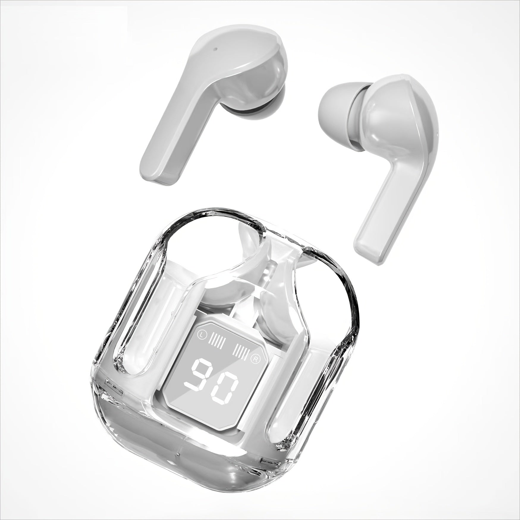 2024 Wireless In-Ear Headphones with Multi-Color Semi-Transparent Design and LED Display