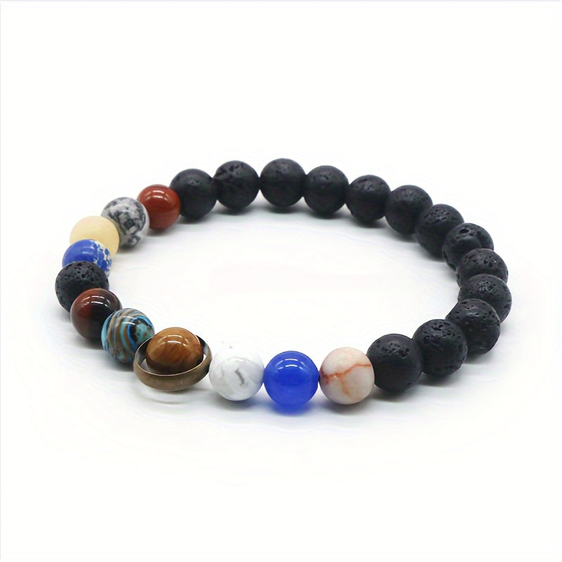 Unisex Solar System Bracelet with Artificial Stones for Men Women Gift