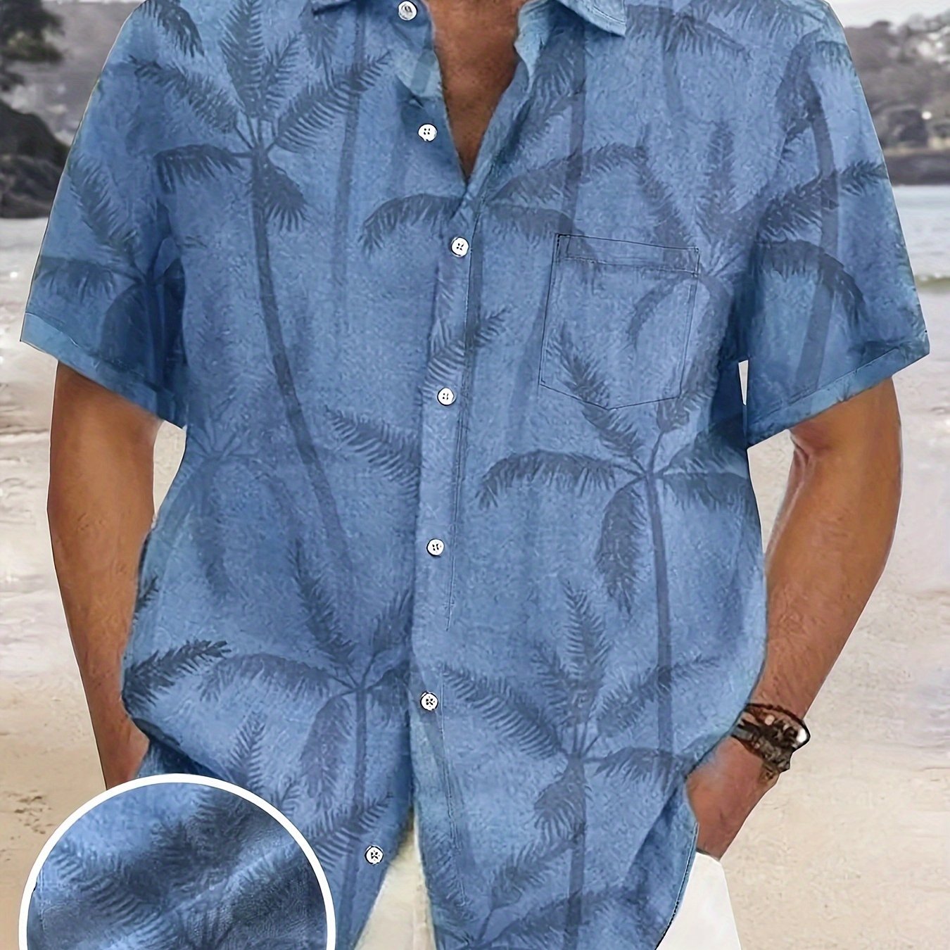 Men's Plus Size Hawaiian Shirt with Coconut Trees Graphic Print Beach Vacation Casual Shirt