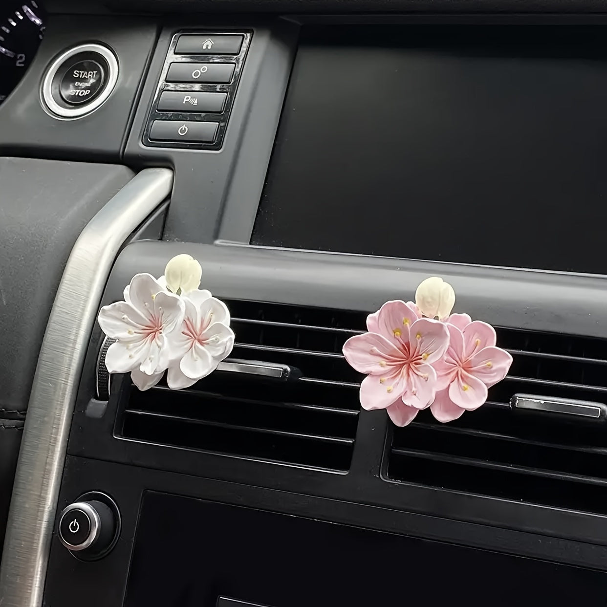 Conjunto de ambientadores para coche con aroma floral, diseño de peonía, clip de ventilación para interior del coche