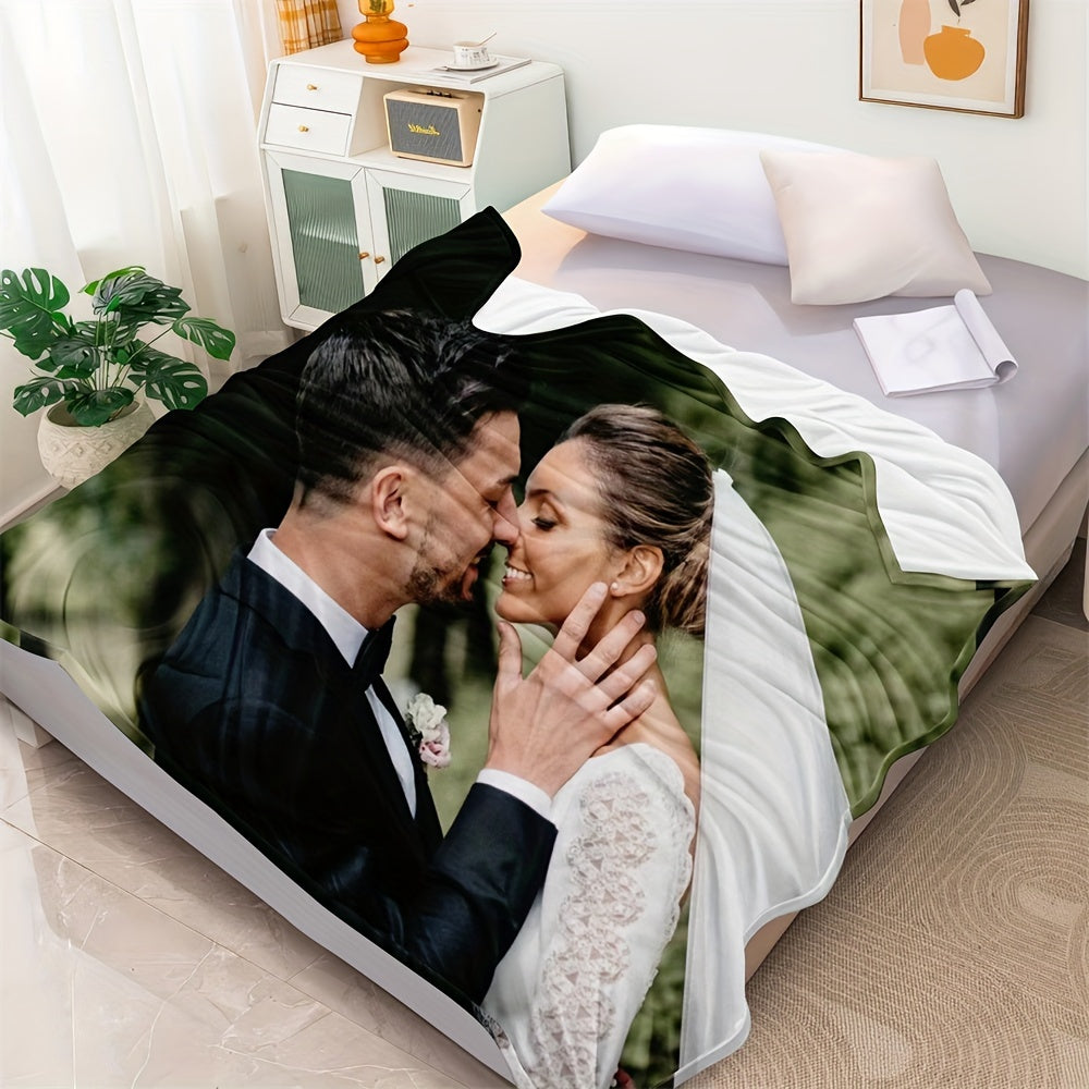 Personalized Photo Flannel Bed Blanket for Home Wedding Birthday Christmas Valentine