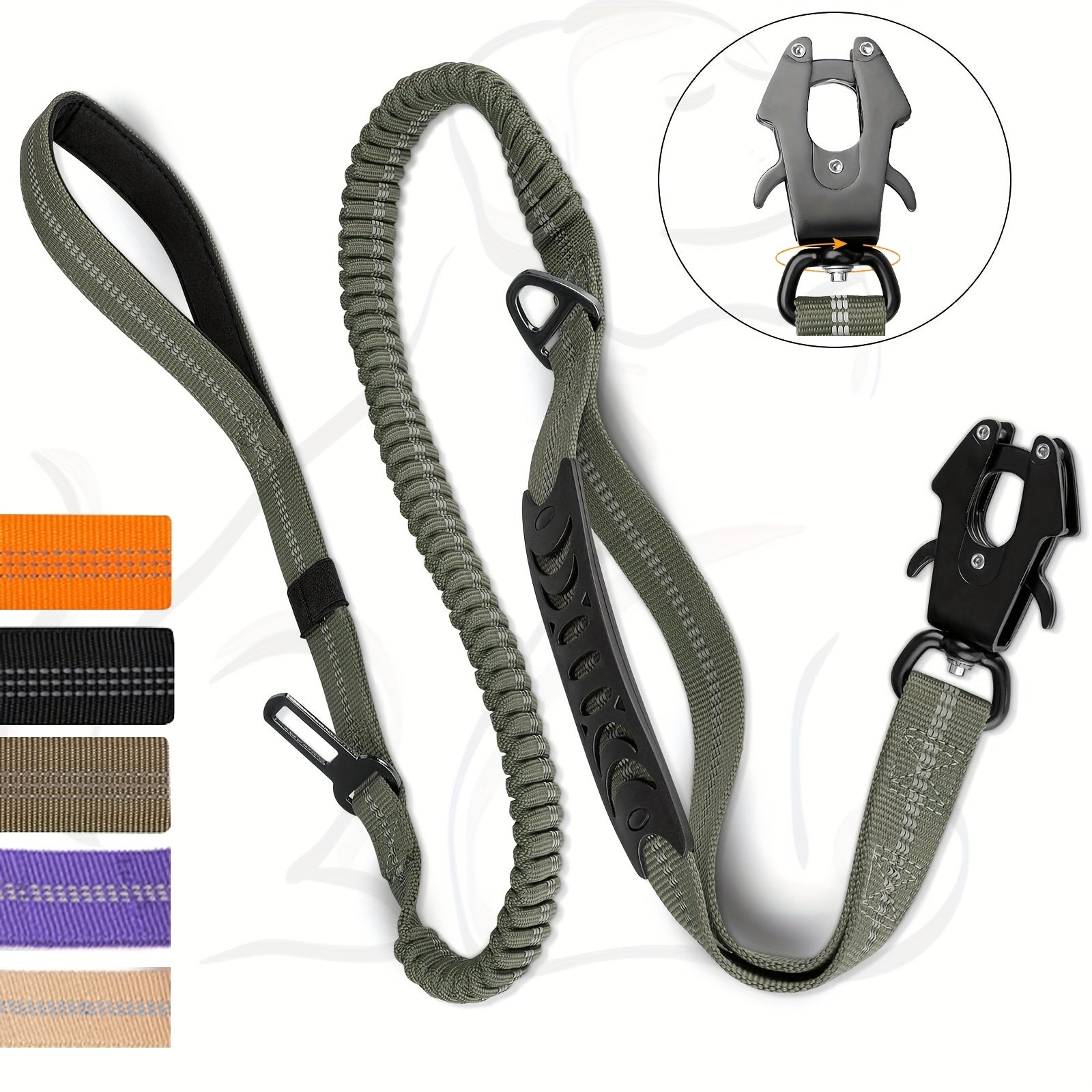 Durable Tactical Dog Leash with Quick Release Carabiner Reflective Nylon for Medium to Large Dogs