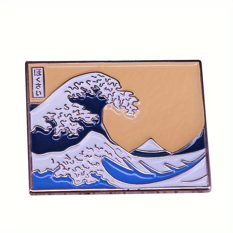 Enamel Pin The Great Wave Pattern Cartoon Brooch for Clothing and Accessories