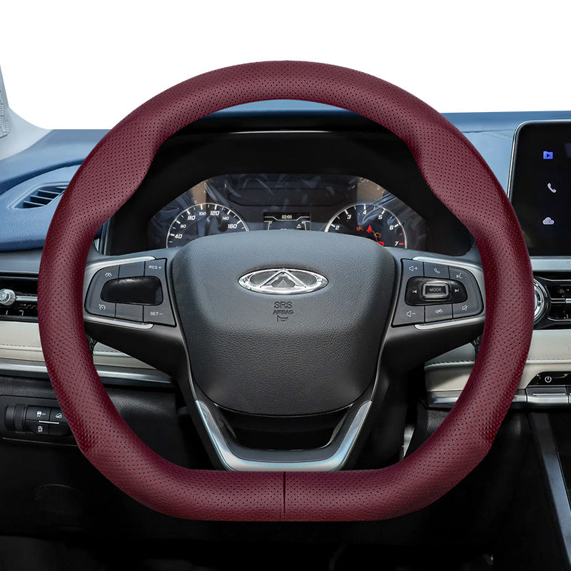 Universal Leather Steering Wheel Cover Breathable Thin Car Accessory Black Burgundy Brown