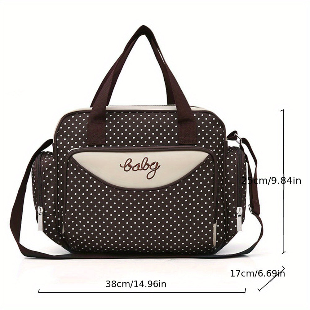 Polka Dot Diaper Bag for Moms Spacious Tote Shoulder Bag for Baby Care