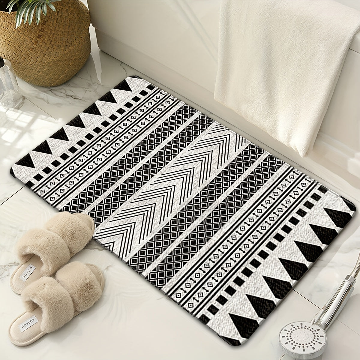 Non-Slip Moroccan Area Rug, Soft Braided Design, Machine Washable for Living Room and Kitchen