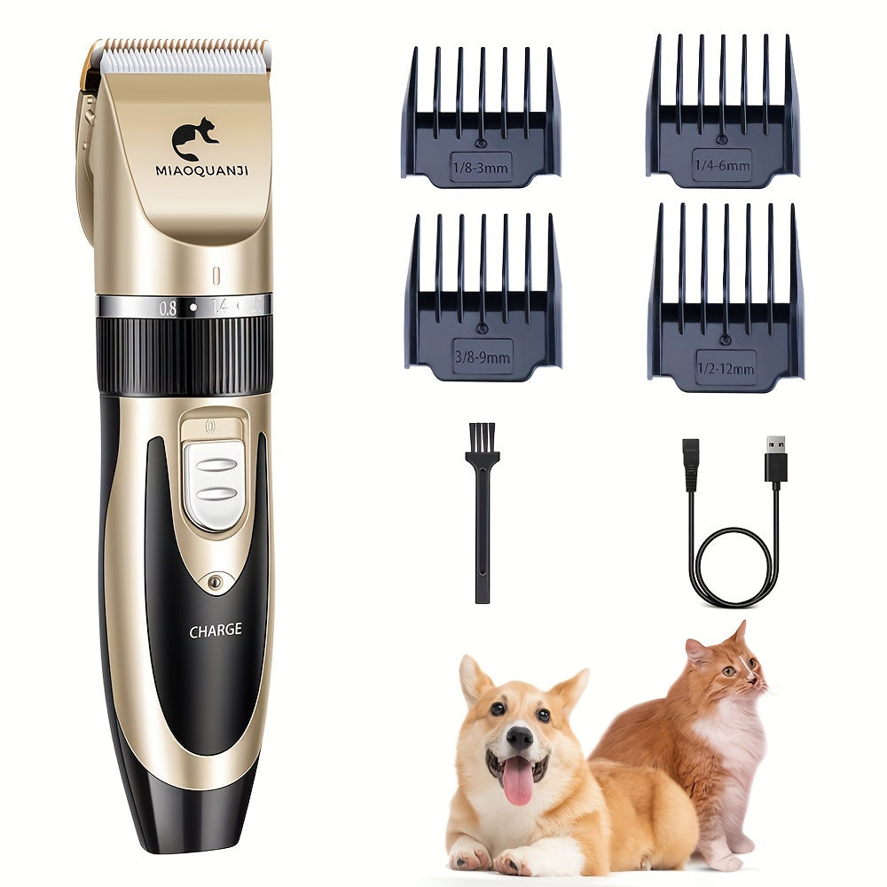 Rechargeable Pet Grooming Kit for Dogs and Cats Low Noise Clippers with Attachments LCD Display