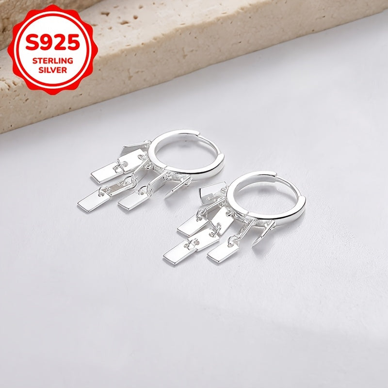 Zamonaviy 925 Sterling Silver Geometrik Kvadrat Poshakli Momoqlar, Sequin Aksentlari bilan - Har kuni yoki Maxsus Tadbirlar uchun Ideal